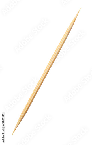 natural wooden sharp toothpick cutout on white background