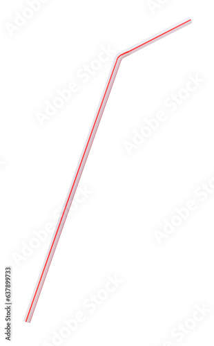disposable white and red plastic thin drinking straw cutout on white background © Ekaterina