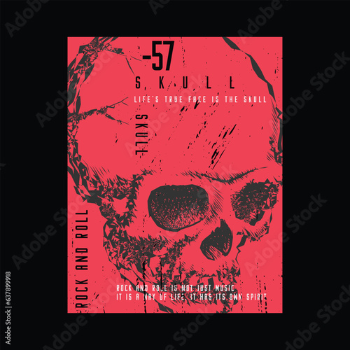 Rock and roll, skull t-shirt and apparel design
