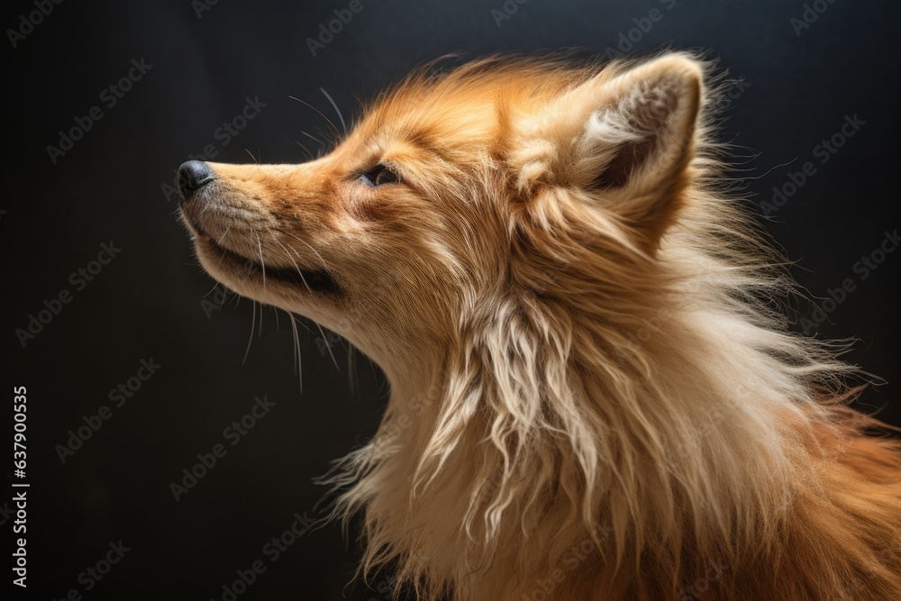 side profile of a sneezing fox, fur ruffled