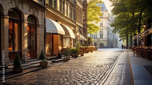 Historic street, old fashioned. Beautiful illustration picture. Generative AI