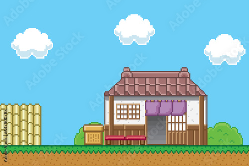 ゲーム風ドット絵　和風背景　お店