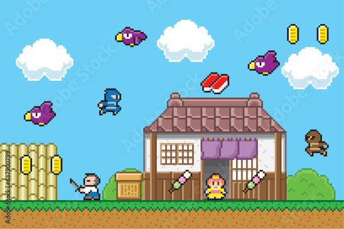 忍者ゲーム風ドット絵　お店