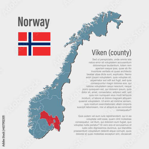 Vector map Norway and Viken county photo