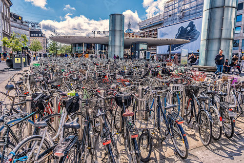 Bicycle bike parking in central  Copenhagen, Denmark