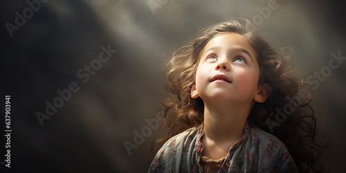 portrait of a child with emotions on a plain background. 