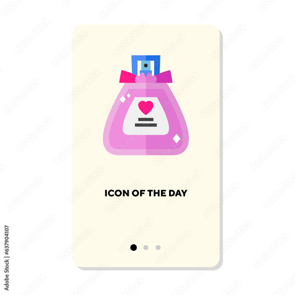 Perfume sprayer bottle with pink liquid flat icon. Vertical sign or vector illustration of cologne bottle, fragrance. Glamour, cosmetics, odor, perfumery concept for web design and apps Perfume sprayer bottle with pink liquid flat icon. Vertical sign or vector illustration of cologne bottle, fragrance. Glamour, cosmetics, odor, perfumery concept for web design and apps