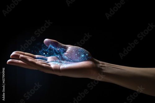 Illustration of a person holding a glowing object in their hand photo