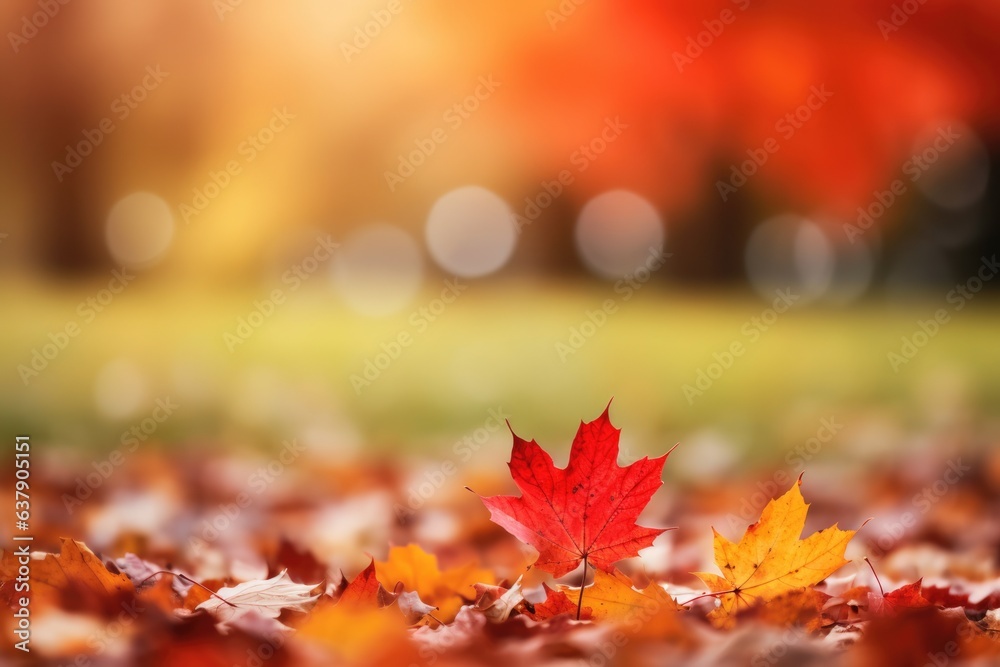 a red leaf resting on a bed of autumn foliage