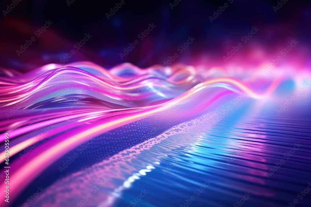 A vibrant wave of colorful light against a dark backdrop A vibrant wave of colorful light against a dark backdrop