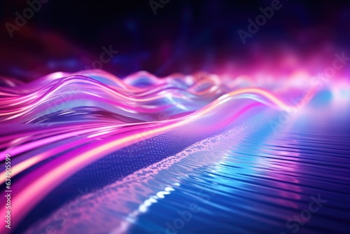 A vibrant wave of colorful light against a dark backdrop