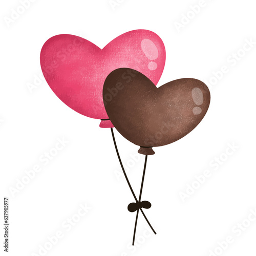 Set of Heart Balloons,air balloon,Gift,heart cartoon,pink,red,cute, vector ,illustration,hand drawn,graphic,cartoon