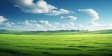 Nature canvas. Vibrant fields under blue sky. Meadow serenity. Embracing tranquility of summer. Horizons unveiled. Exploring beauty of green field