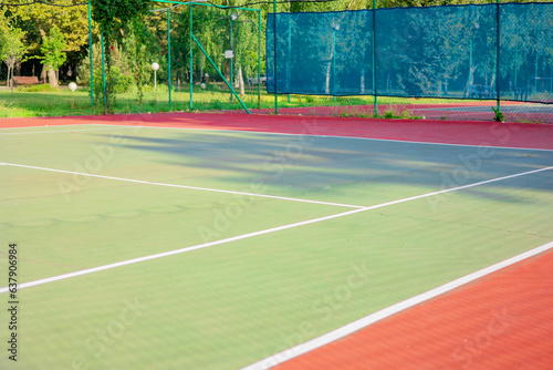 Modern tennis court for tournaments and competitions between athletes. © evgeniia_1010