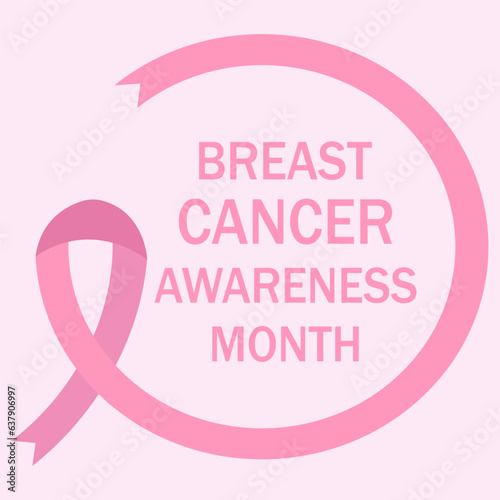 Breast Cancer Awareness Month banner. Pink ribbon and text. Poster, flyer, brochure template.