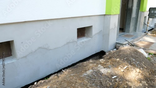 Construction site - insulation of a buildings foundation