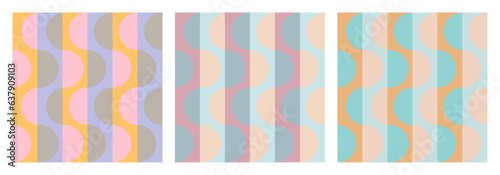 Seamless pattern set for ceramic tiles, wrapping paper, interior decor. Pastel color geometric pattern. Fashionable pastel color combinations. Trends. Tile design for bathroom and kitchen.