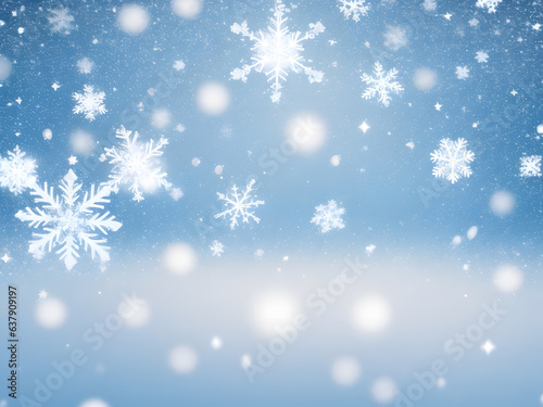 christmas background with snowflake and snow dreamy frozen style © COOL