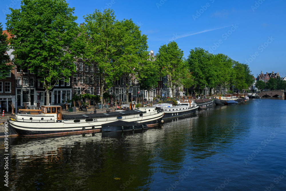 Channel in the center of Amsterdam on Holland Channel in the center of Amsterdam on Holland
