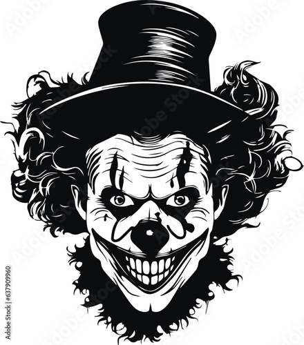 Scary clown head, evil clown halloween, Vector illustration, SVG