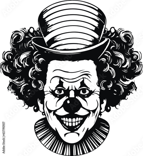 Scary clown head, evil clown halloween, Vector illustration, SVG
