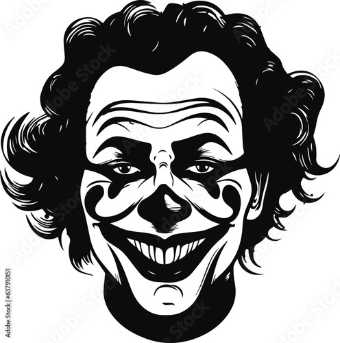 Scary clown head, evil clown halloween, Vector illustration, SVG