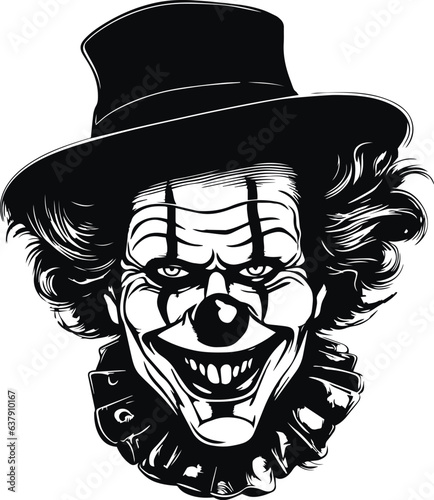 Scary clown head, evil clown halloween, Vector illustration, SVG