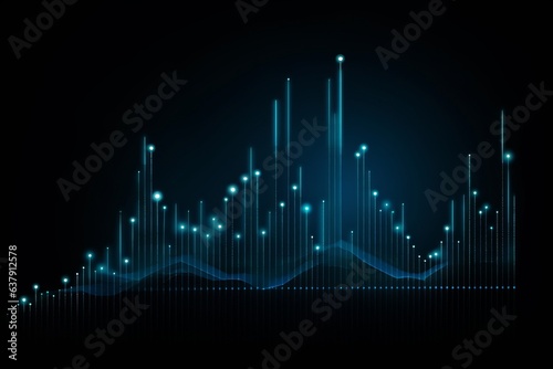 Abstract blue neon financial graph. Beautiful illustration picture. Generative AI