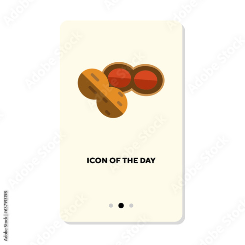 Eatable nuts or peanut flat icon. Fat, diet, antioxidant isolated vector sign. Food and health concept. Vector illustration symbol elements for web design and apps
