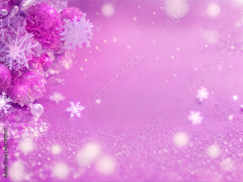 christmas background with snowflake and snow dreamy frozen style pink purple holographic 