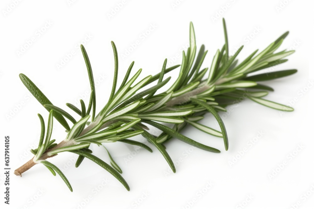 A fresh sprig of rosemary on a clean white background A fresh sprig of rosemary on a clean white background