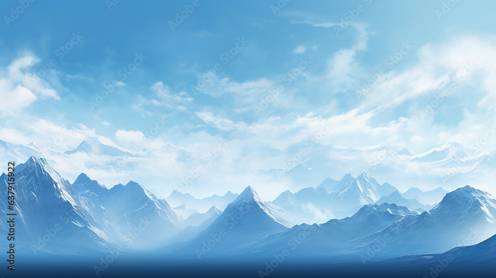mountain range with blue sky background