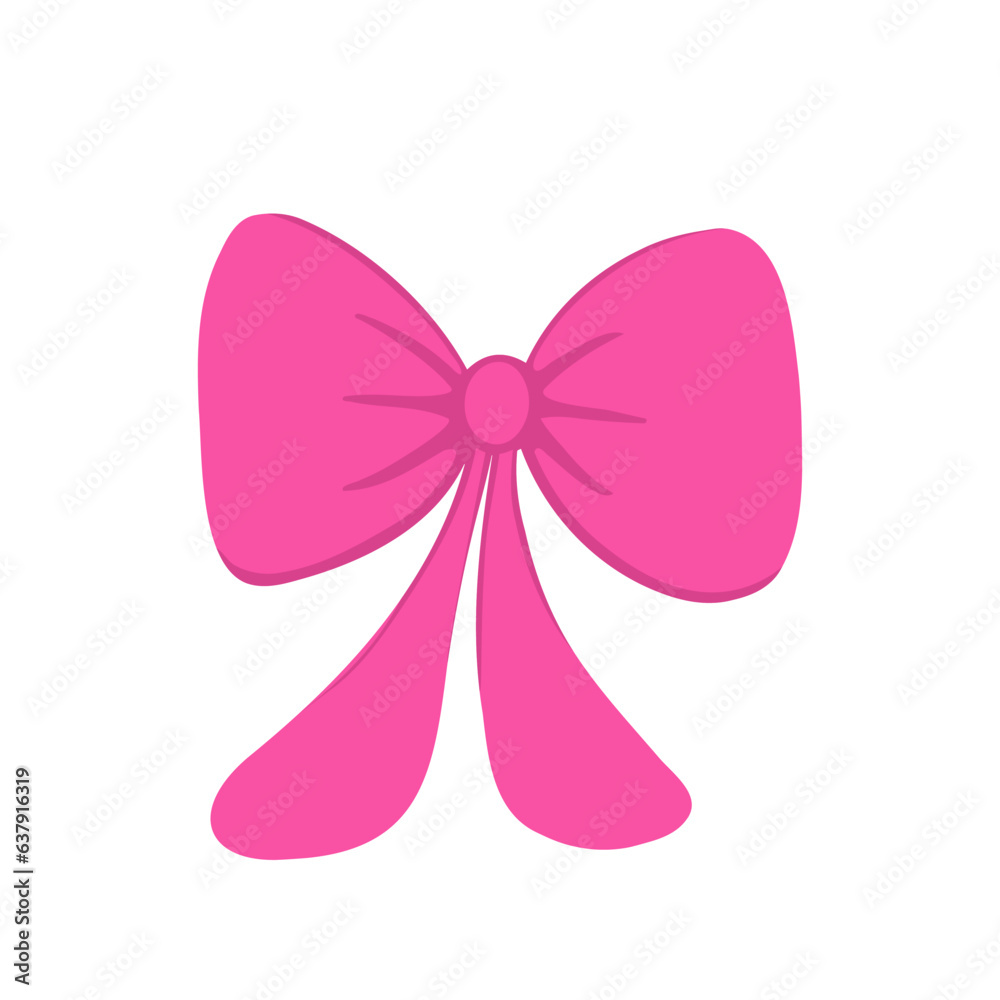 pink hair bow, doll accessory. Vector Illustration for printing, backgrounds, covers and packaging. Image can be used for greeting cards, posters, stickers and textile. Isolated on white background.