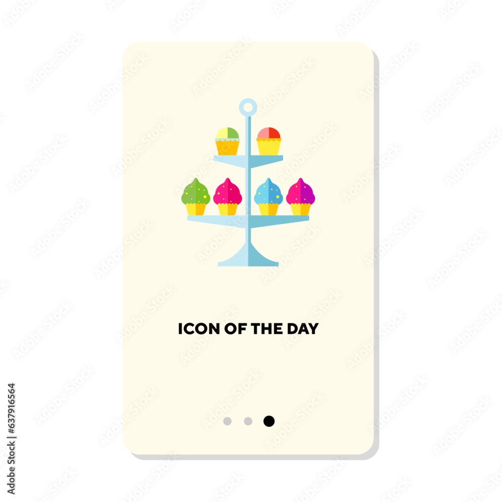 Cupcakes for holiday flat icon. Sweet, delicious, confectionery isolated vector. Culinary and gastronomy concept. Vector illustration symbol elements for web design Cupcakes for holiday flat icon. Sweet, delicious, confectionery isolated vector. Culinary and gastronomy concept. Vector illustration symbol elements for web design