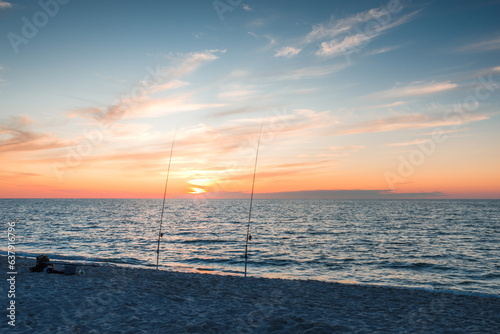 sunset over the baltic sea in poland photo