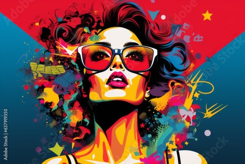 Artwork of woman in vibrant colors. Beautiful illustration picture. Generative AI