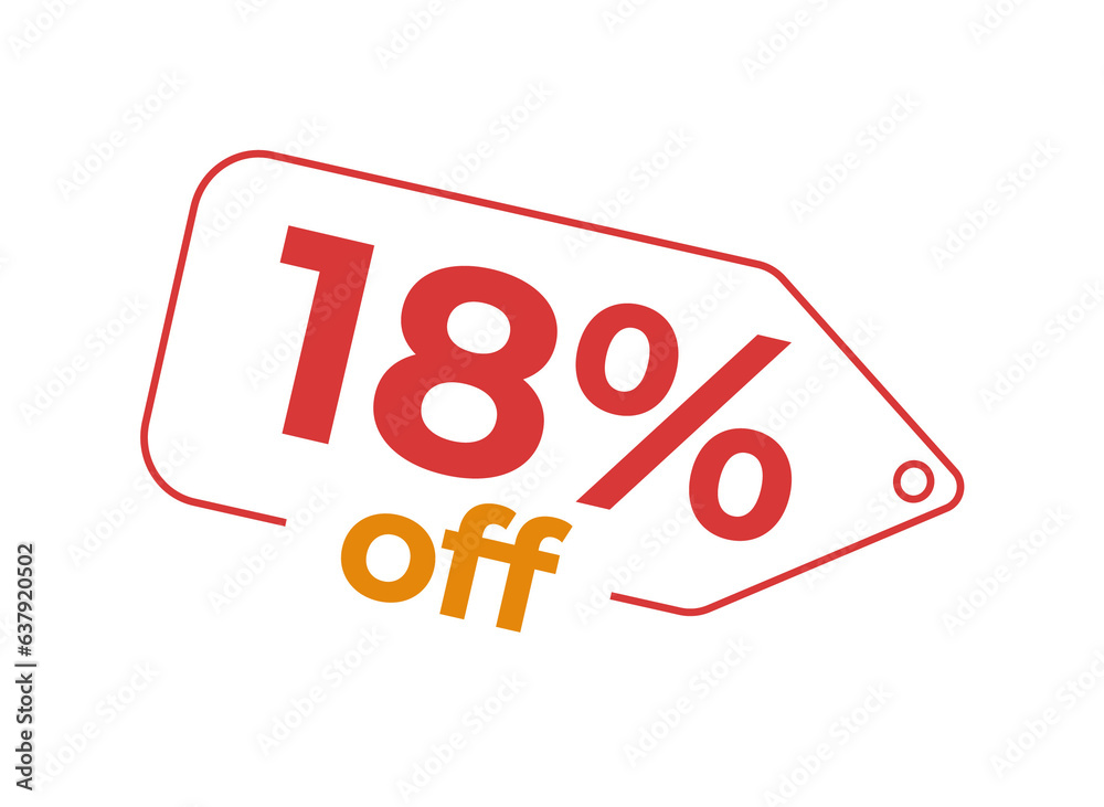 18, 18%, 18% OFF, 18% de desconto, Desconto OFF, Promoção, etiqueta de desconto, etiqueta de preço 18, 18%, 18% OFF, 18% de desconto, Desconto OFF, Promoção, etiqueta de desconto, etiqueta de preço