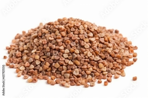 A pile of red lentils on a white background