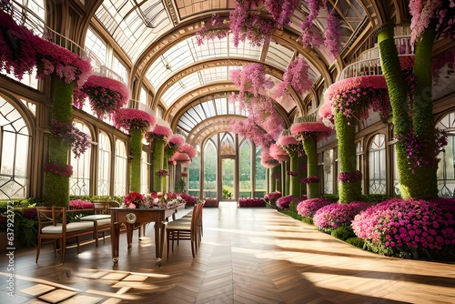 Wedding venue decorated with flowers