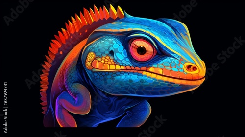 a hip colorful Newt head design with a futuristic feel.Generative AI