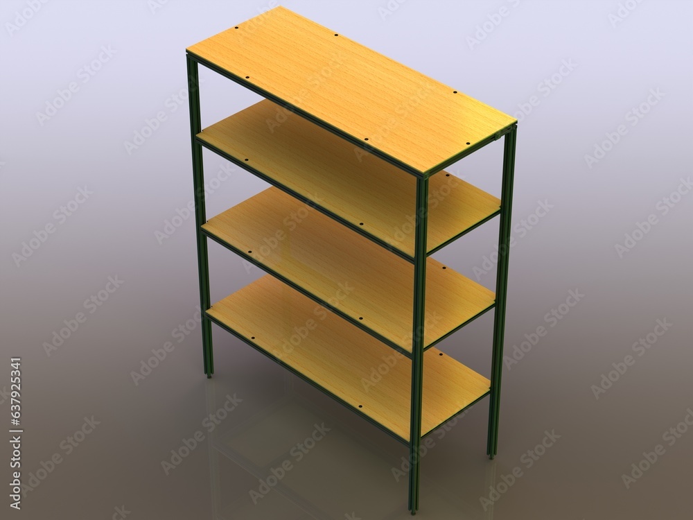 4-Tier Aluminum Storage Shelving Unit 3D model 4-Tier Aluminum Storage Shelving Unit 3D model