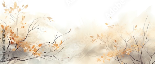 Winter background with watercolor-style branches and texture.  muted colored banner  card.
