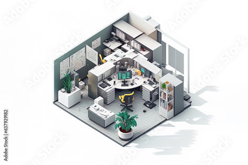 Perspective of Isometric Office Room