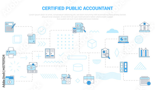 cpa certified public accountant concept with icon set template banner with modern blue color style