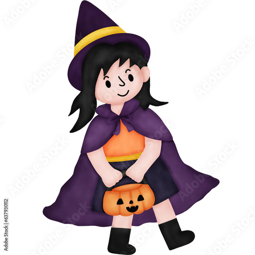Cute Watercolor Halloween Character Illustration. Halloween Festival. Halloween Night. 