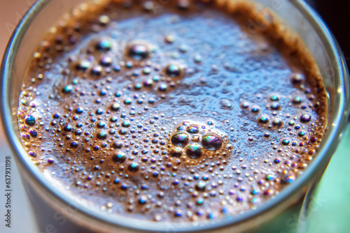 freshly brewed coffee in a Cup close-up