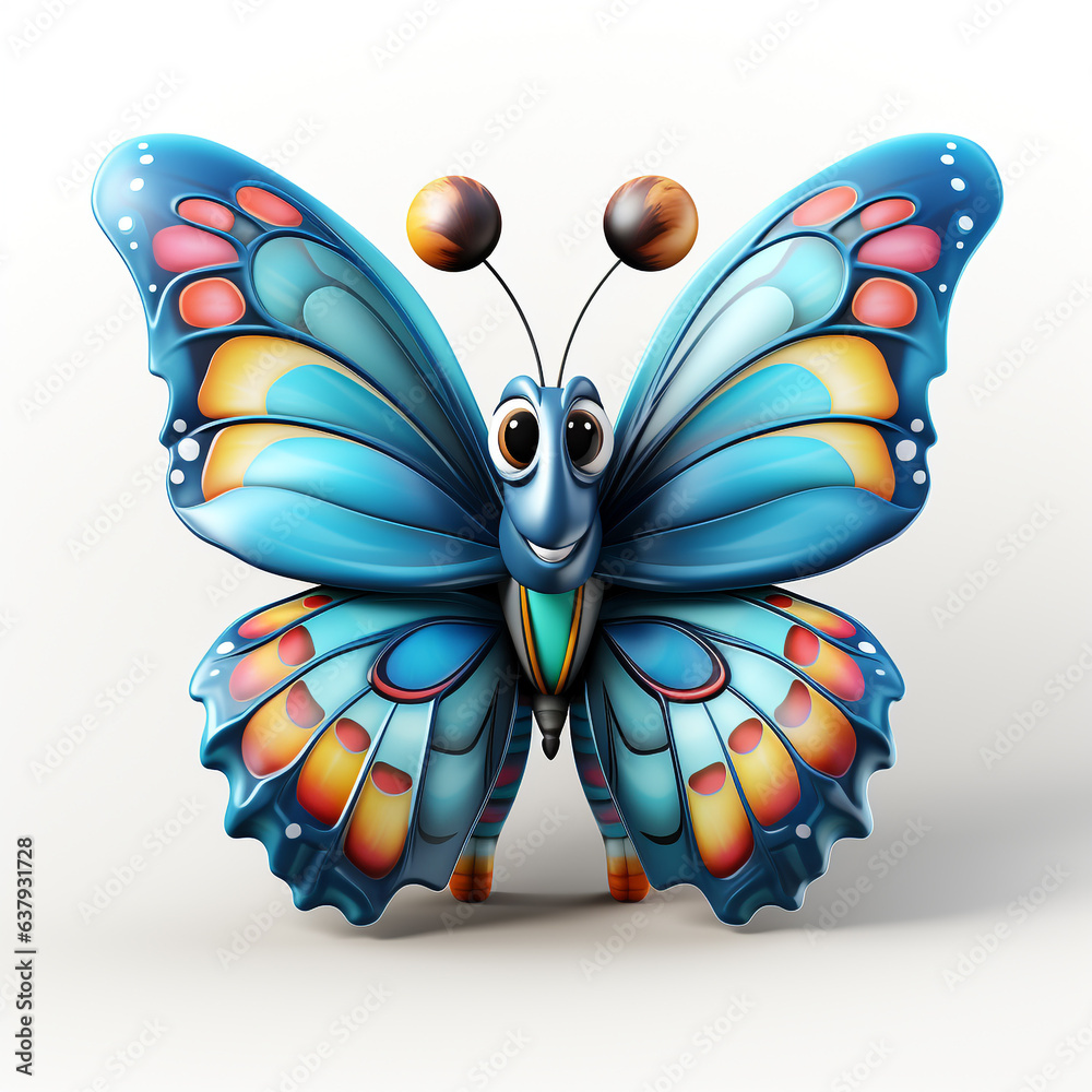 A cute 3d cartoon butterfly