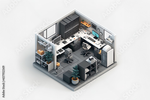 Adorable Isometric Office Room