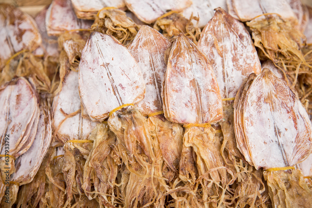 Φωτογραφία Dried squid at a food stall on the streets of Bangkok, Thailand.