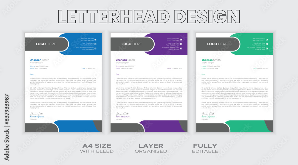 Business letterhead design Template Vector. Business letterhead design Template Vector.